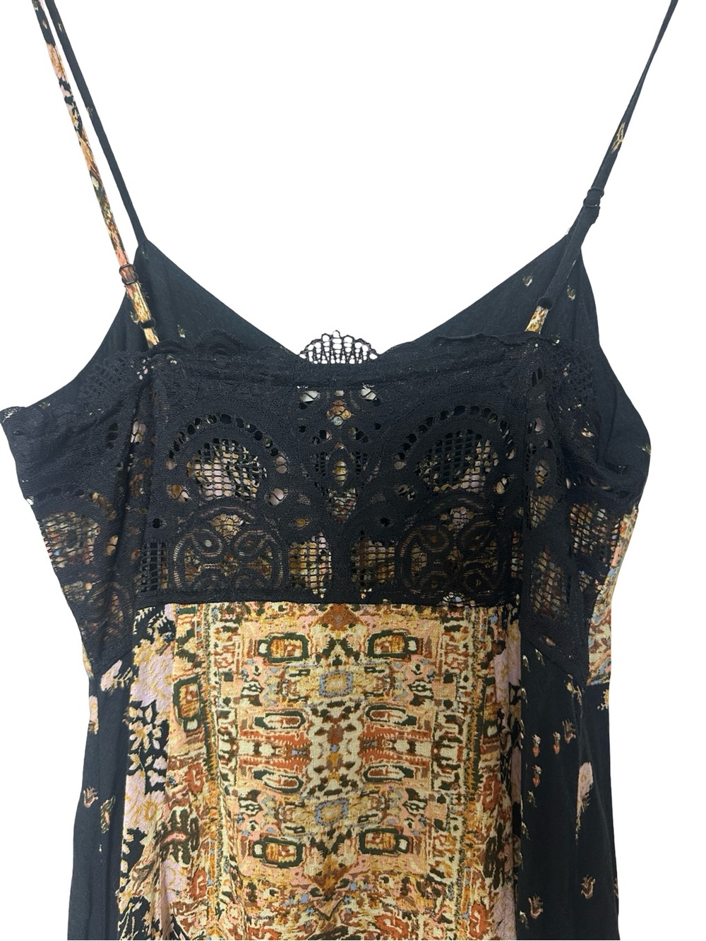 Intimately Free People Black Mixed Print Tapestry Lace Maxi Slip Dress Size S - Picture 3 of 8
